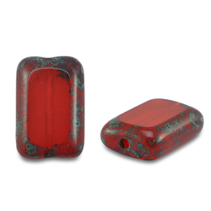Abalorios Checos TCB rectangle 12x8mm Transparente rojo