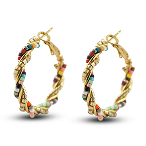 Pendientes Trendy abalorios espiral Multicolor-dorado