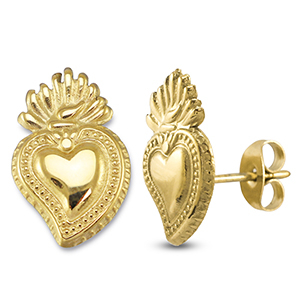Pendientes Acero Inox coraz&oacute;n Dorado