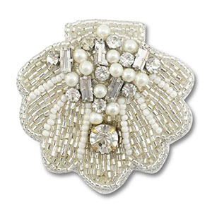 Broches conchas Transparente con revestimiento plateado-blanco
