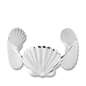 Pulseras Acero Inox bangle conchas Plateado