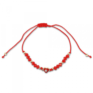 Pulsera tobillera trendy abalorios mixtas Rojo-dorado
