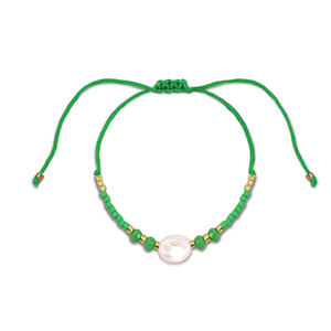 Pulsera tobillera trendy abalorios mixtas Verde-blanco-dorado