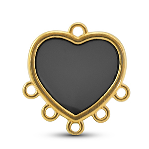 Colgantes met&aacute;licos DQ con 6 ojos Negro-Dorado (sin n&iacute;quel)