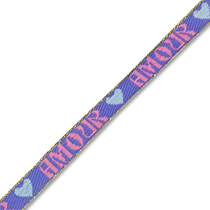 BY31&reg; Cinta con texto lineas "Amour" Azul lavanda-rosa-azul claro-dorado
