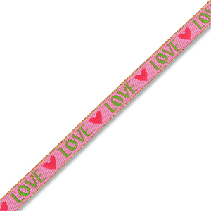 BY31&reg; Cinta con texto lineas "Love" Rosa oscuro-verde-rojo-dorado