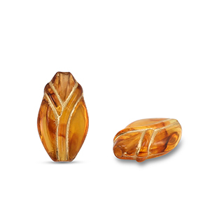 Abalorios acr&iacute;licos tulip&aacute;n Marr&oacute;n co&ntilde;ac-dorado