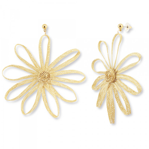 Pendientes rafia trendy flor Amarillo vainilla
