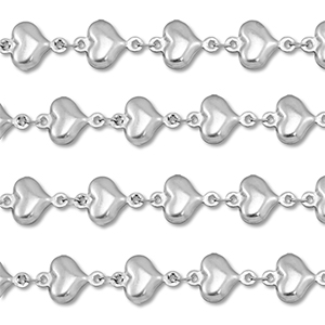 Fornituras Acero Inox cadena jasseron coraz&oacute;n Plateado