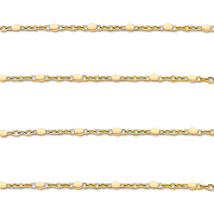 Fornituras Acero Inox cadena jasseron 1mm Dorado-melocot&oacute;n desnudo