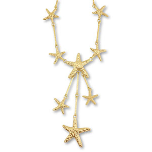 Collares de eslabones llamativos estrella de mar Dorado