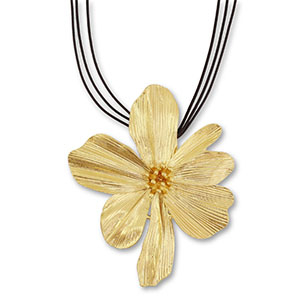 Collares llamativos cuerda con flor Negro-dorado