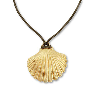 Collares llamativos cuerda con concha Verde oscuro-dorado