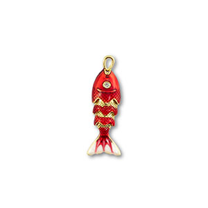 Colgantes de lat&oacute;n Eco-brass&reg; pez Dorado-rojo-blanco