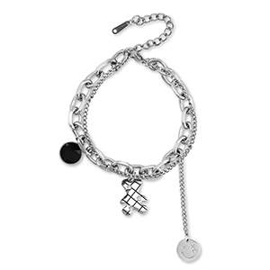 Pulseras Acero Inox oso Plateado