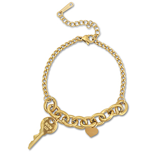 Pulseras Acero Inox llave Dorado