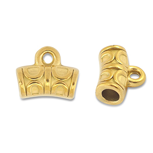 Abalorios Acero Inox tubo con anilla Dorado