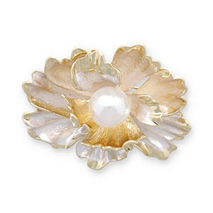 Broches flor con perla Dorado-blanco
