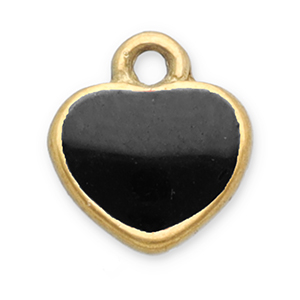 Colgantes Acero Inox coraz&oacute;n Dorado-negro