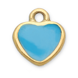 Colgantes Acero Inox coraz&oacute;n Dorado-azul