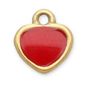 Colgantes Acero Inox coraz&oacute;n Dorado-rojo