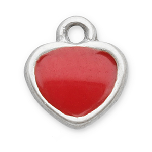 Colgantes Acero Inox coraz&oacute;n Plateado-rojo