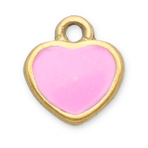 Colgantes Acero Inox coraz&oacute;n Dorado-rosa