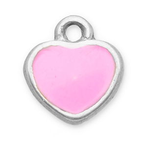 Colgantes Acero Inox coraz&oacute;n Plateado-rosa