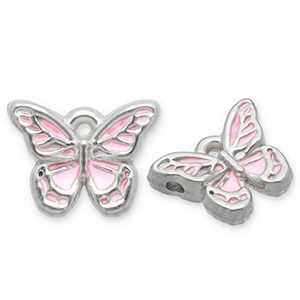Colgantes Acero Inox mariposa Plateado-rosa claro-blanco