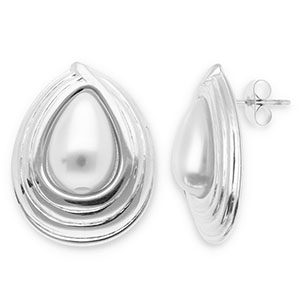 Pendientes Acero Inox gota Plateado-blanco