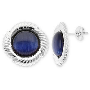 Pendientes Acero Inox redondos espiral Plateado-azul oscuro