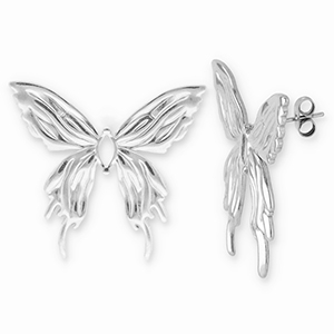 Pendientes Acero Inox mariposa Plateado
