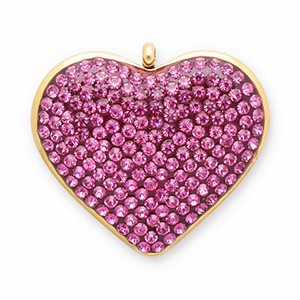 Colgantes Acero Inox coraz&oacute;n Dorado-rosa oscuro