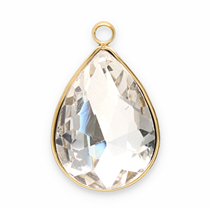 Colgantes Acero Inox faceteado gota Dorado-cristal