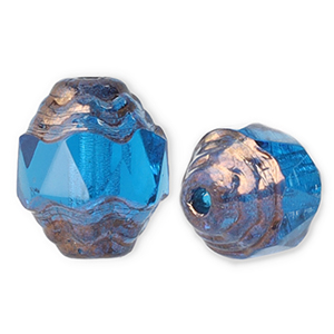 Abalorios Checos FPB &oacute;valo 7x6mm Aqua-bronze