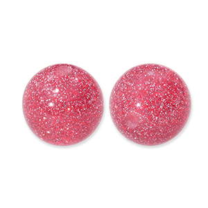 Abalorios acr&iacute;licos con glitter 8 mm Rosa cereza-plateado