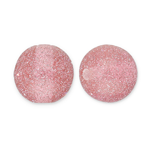 Abalorios acr&iacute;licos con glitter 12 mm Rosa malva-plateado