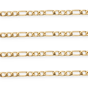 Fornituras aluminio cadena jasseron de eslab&oacute;n figaro Dorado