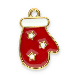 Colgantes Acero Inox guante Dorado-rojo-blanco