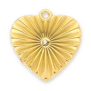 Colgantes Acero Inox coraz&oacute;n con strass Dorado-transparente