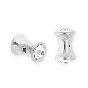 Abalorios Acero Inox diabolo con strass Plateado-transparente