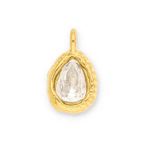 Colgantes Acero Inox gota con faceta Dorado-transparente