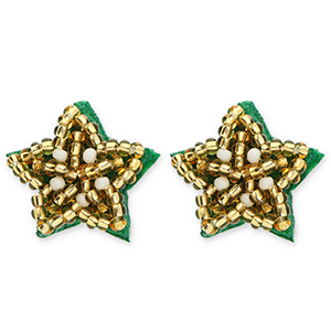 Pendientes Trendy estrella Dorado-blanco-verde
