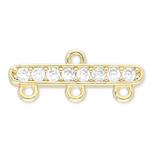 Metal TQ lat&oacute;n entrepieza con 3 anillas Dorado-transparente