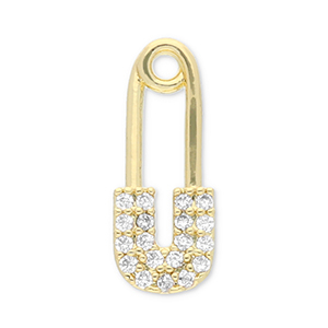 Metal TQ lat&oacute;n colgante imperdible Dorado-transparente