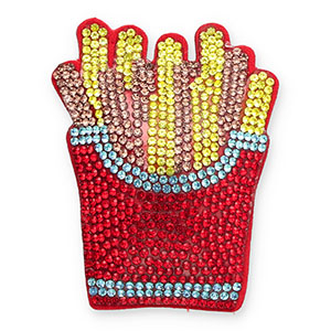 Colgantes llamativos con strass papas fritas Rojo-amarillo-turqueza-dorado rosa