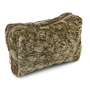 BY31&reg; Neceser terciopelo con detalles circulares cosidos Marr&oacute;n oliva