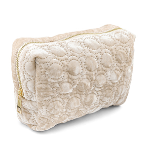 BY31&reg; Neceser terciopelo con detalles circulares cosidos Beige