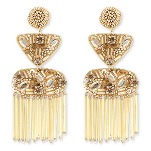 Pendientes trendy con abalorios de vidrio Dorado