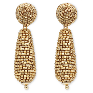 Pendientes trendy con abalorios de vidrio gota Dorado